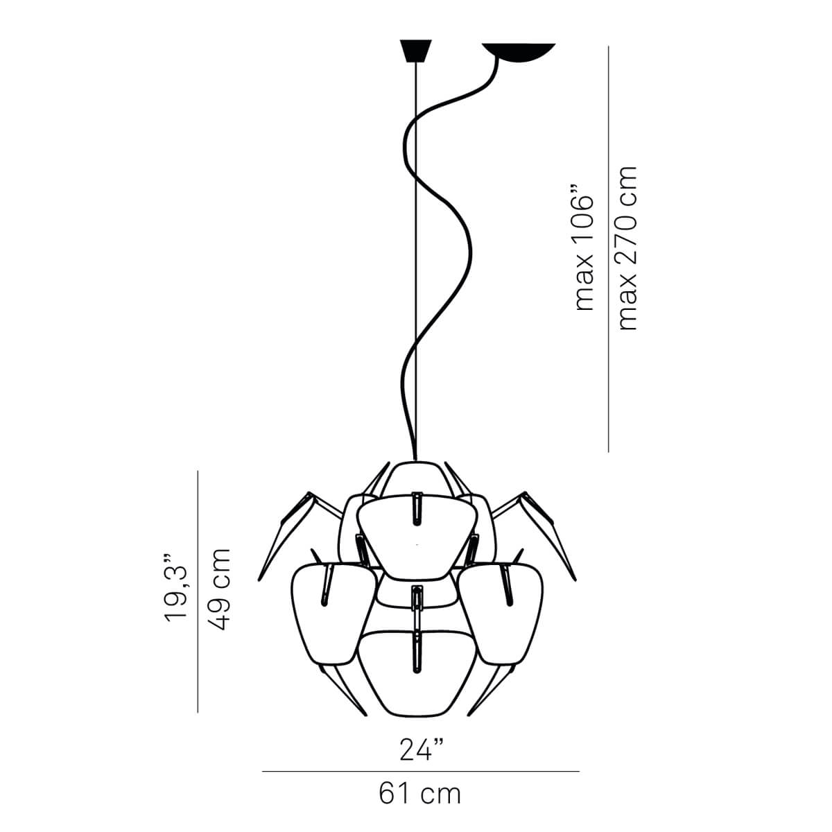 Luceplan Hope Sospensione, Ø: 61 cm, Maßzeichnung