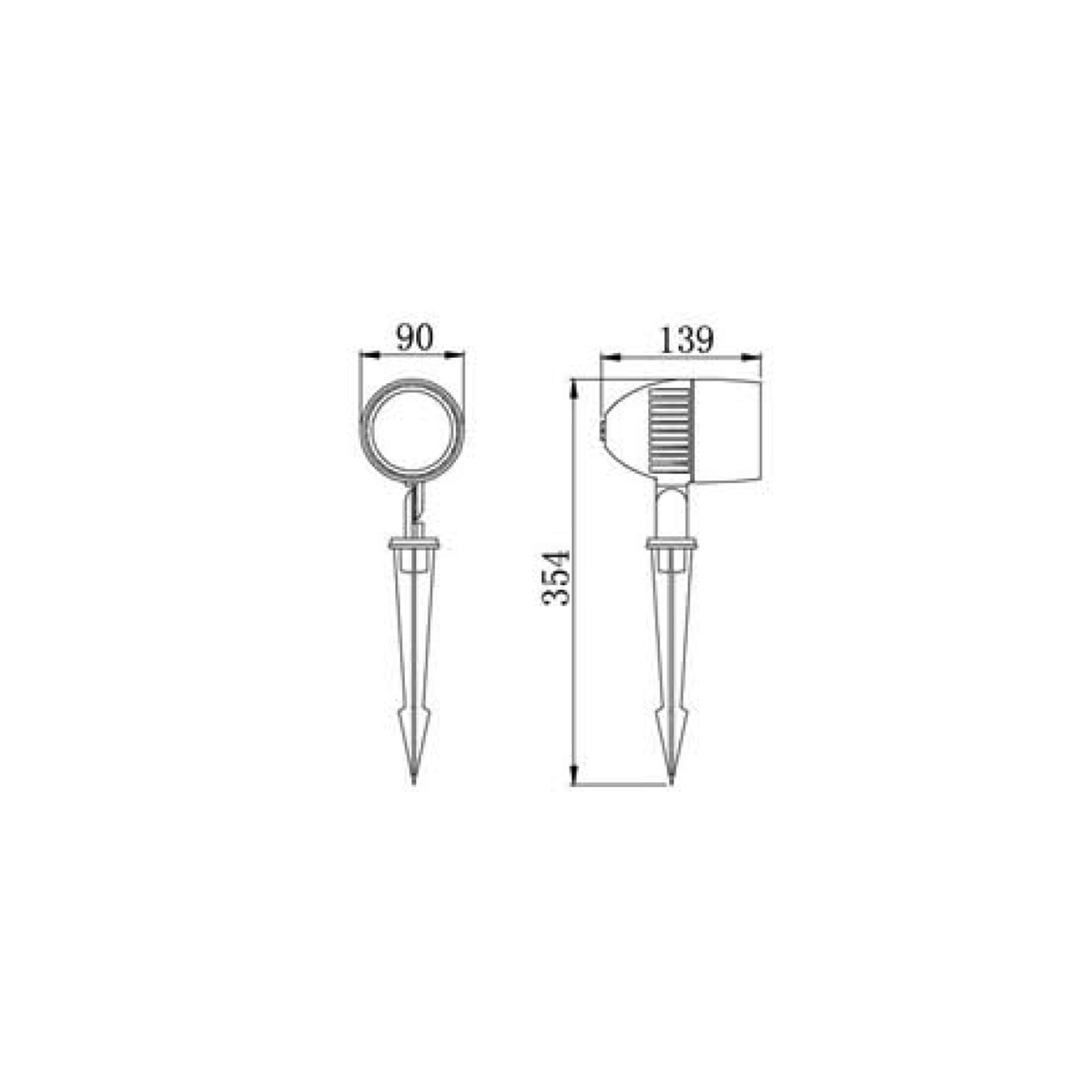 Mobilux Medi LED Erdspießstrahler, Maßzeichnung