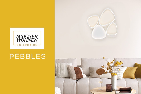 Schöner Wohnen Kollektion Pebbles Wand- und Deckenleuchten in modernem Wohnraum