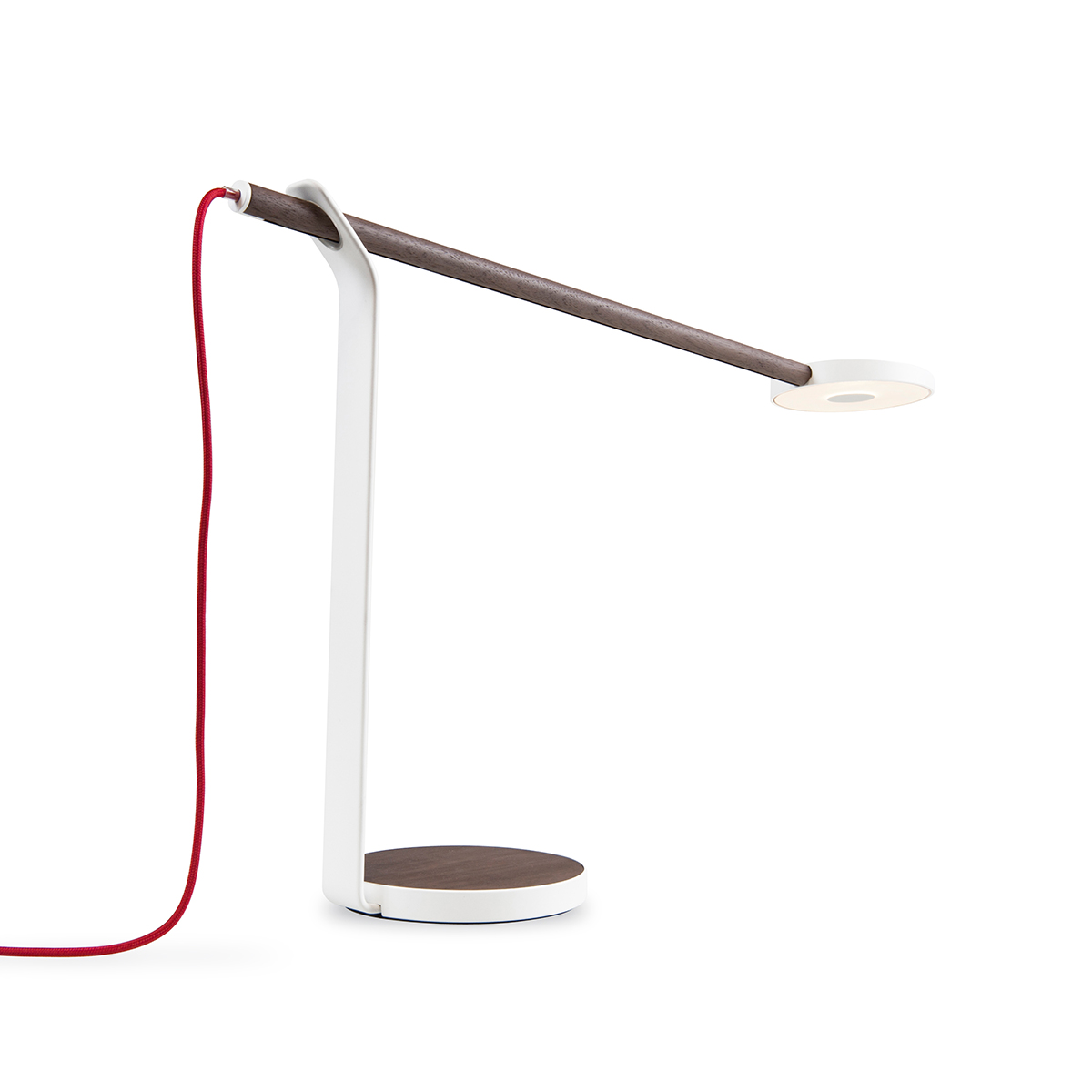 BellXpress Gravy LED Tischleuchte, Walnuss/weiß, Kabel: rot