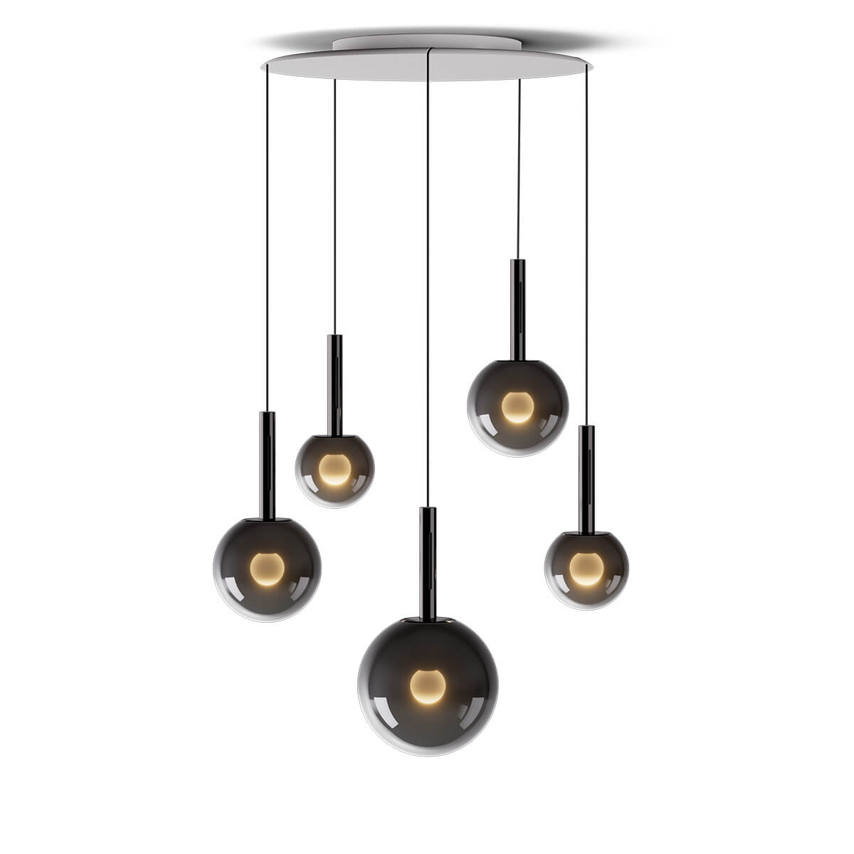 Occhio Luna sospeso cloud 5 fix LED Pendelleuchte, 20–170 cm, dark chrome
