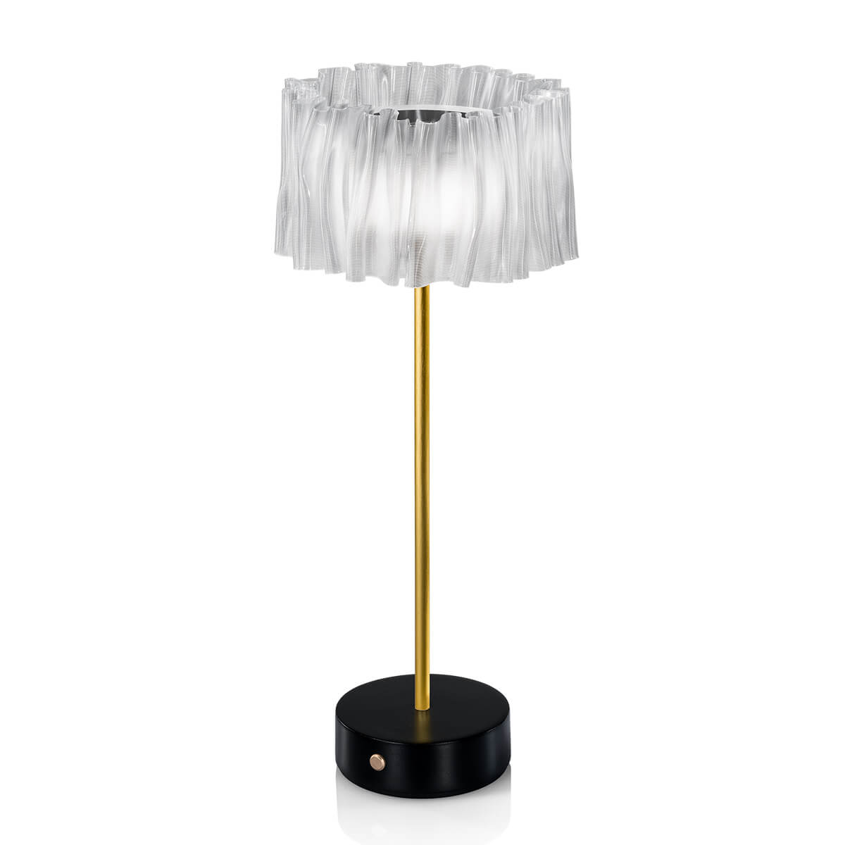 Samp Accordéon Battery LED Akkuleuchte, prisma / Messing, Sockel: schwarz
