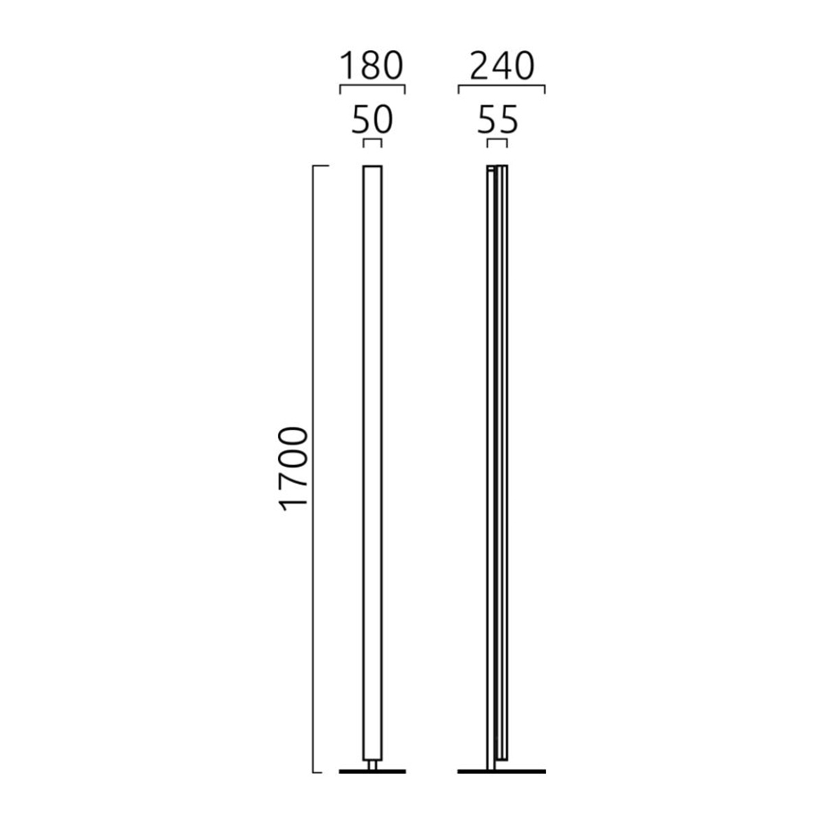Helestar Venta LED Stehleuchte, Maßzeichnung