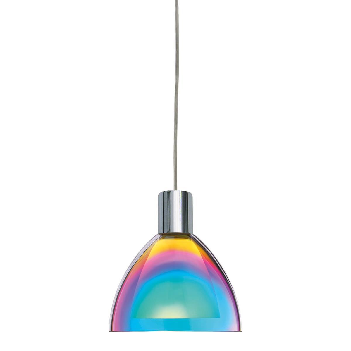 Bruck Silva Neo Down Pendelleuchte 110, Chrom, Schirm: dichroitisch blau - magenta