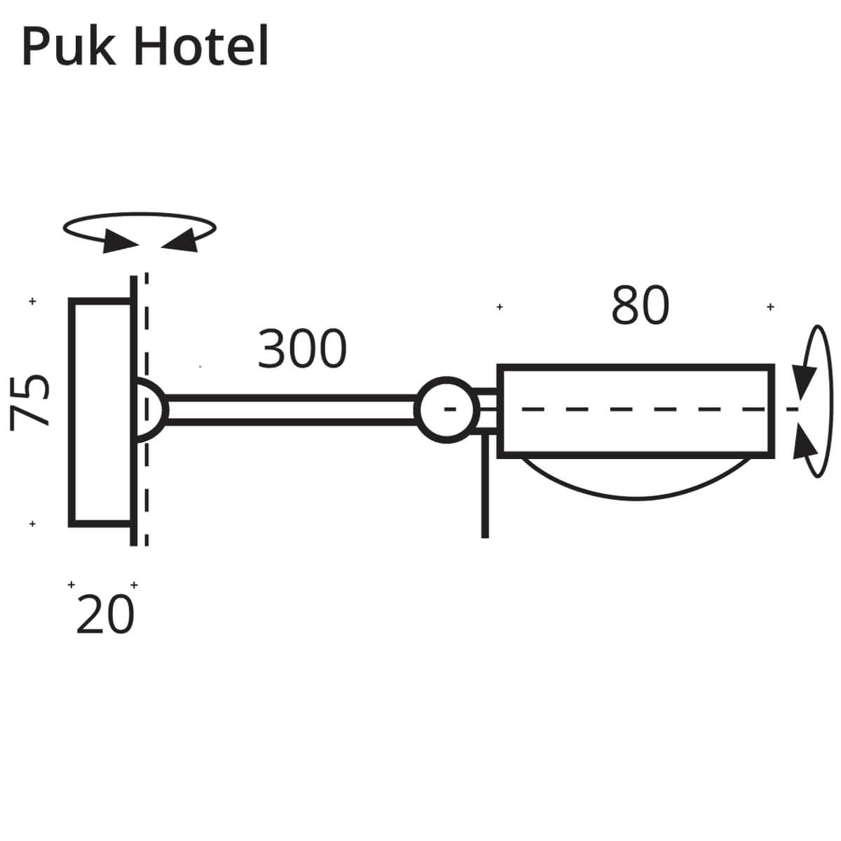 Top Light Puk Mini Hotel Wandleuchte, 30 cm, Maßzeichnung