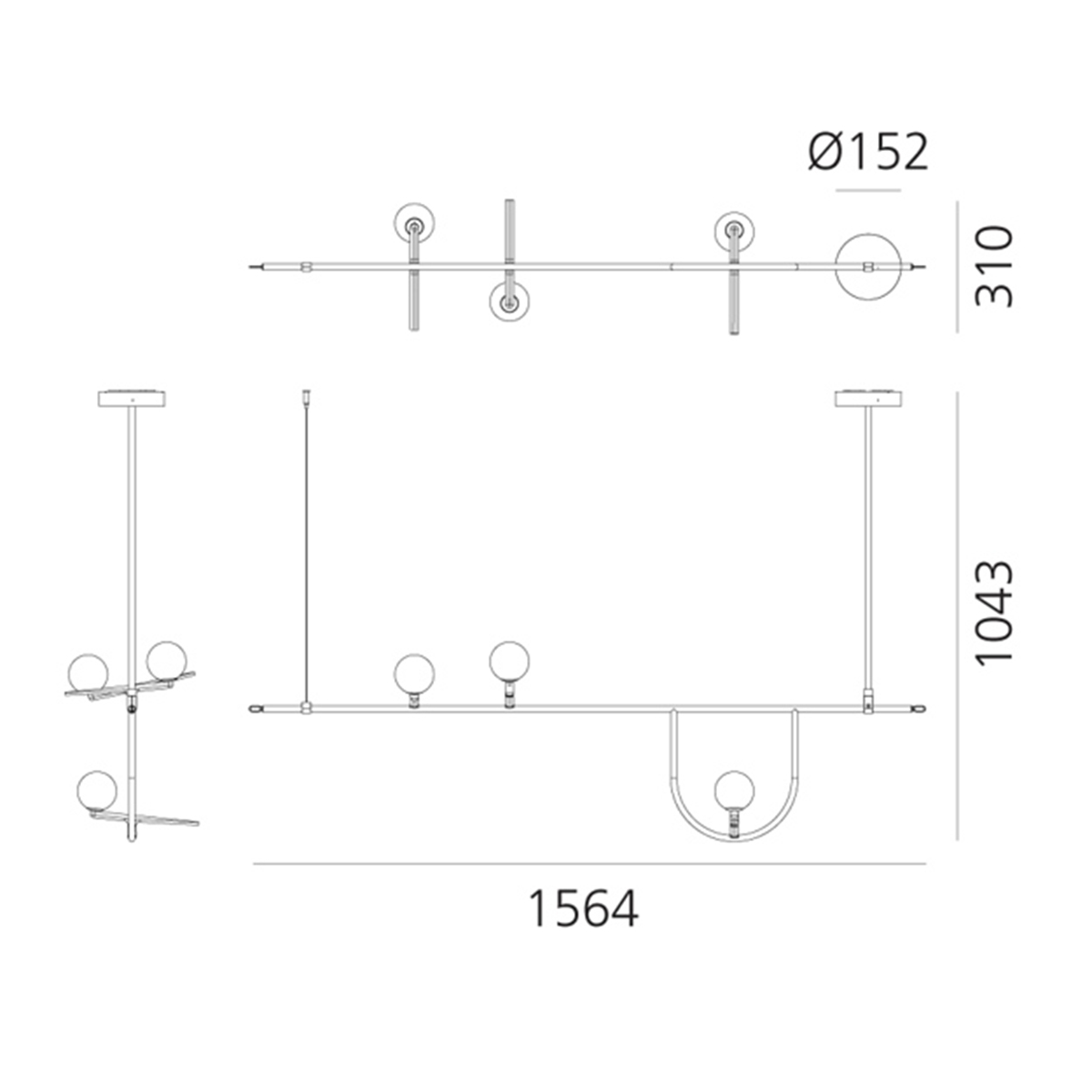 Artemide Design Yanzi 1 LED Sospensione, Maßzeichnung