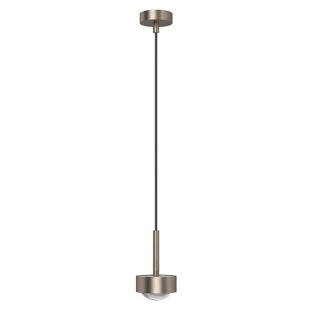 Top Light Puk Mini Long One LED Pendelleuchte, Gehäuse, Nickel matt, mit Linse klar (nicht inbegriffen)