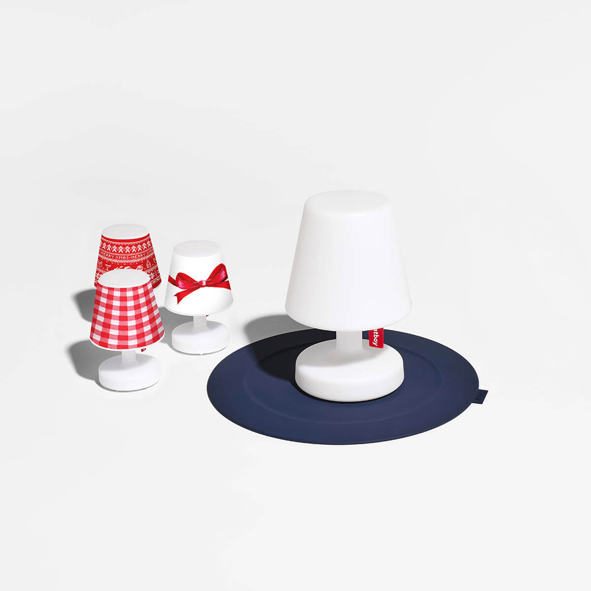 Fatboy Edison the Mini LED Akkuleuchte, 3er-Set, mit X-mas Mini Cappie Set Surprise, weiß-rot