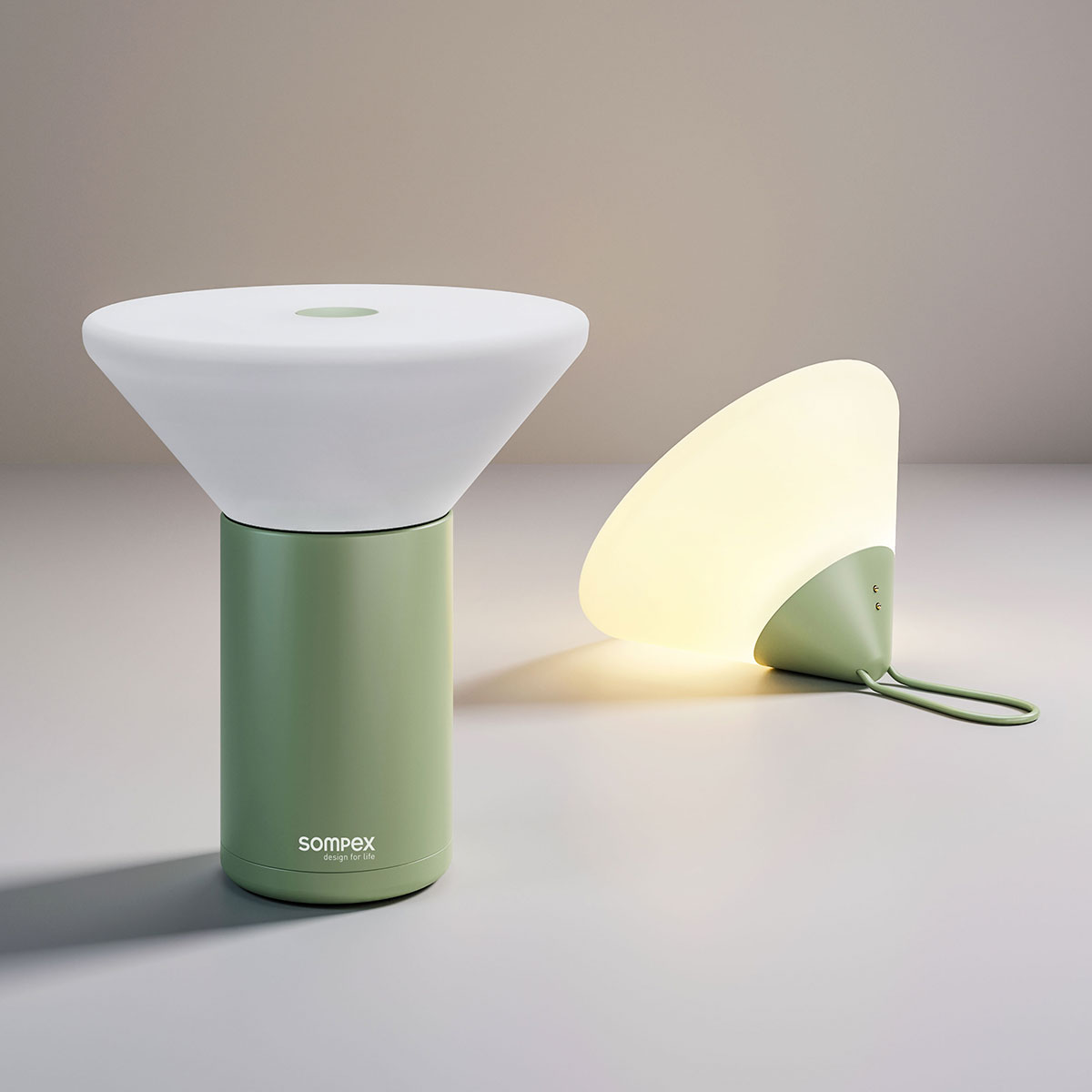 Sompex Mikono LED Akku-Pendelleuchte, olivgrün