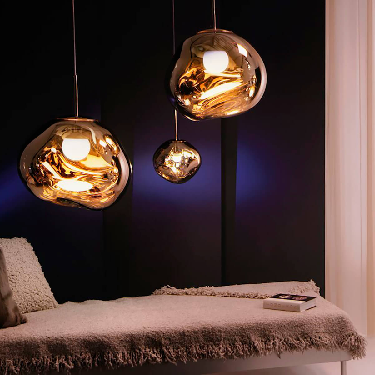 Tom Dixon Melt Mini LED Pendelleuchte und Melt LED Pendelleuchte, Gold