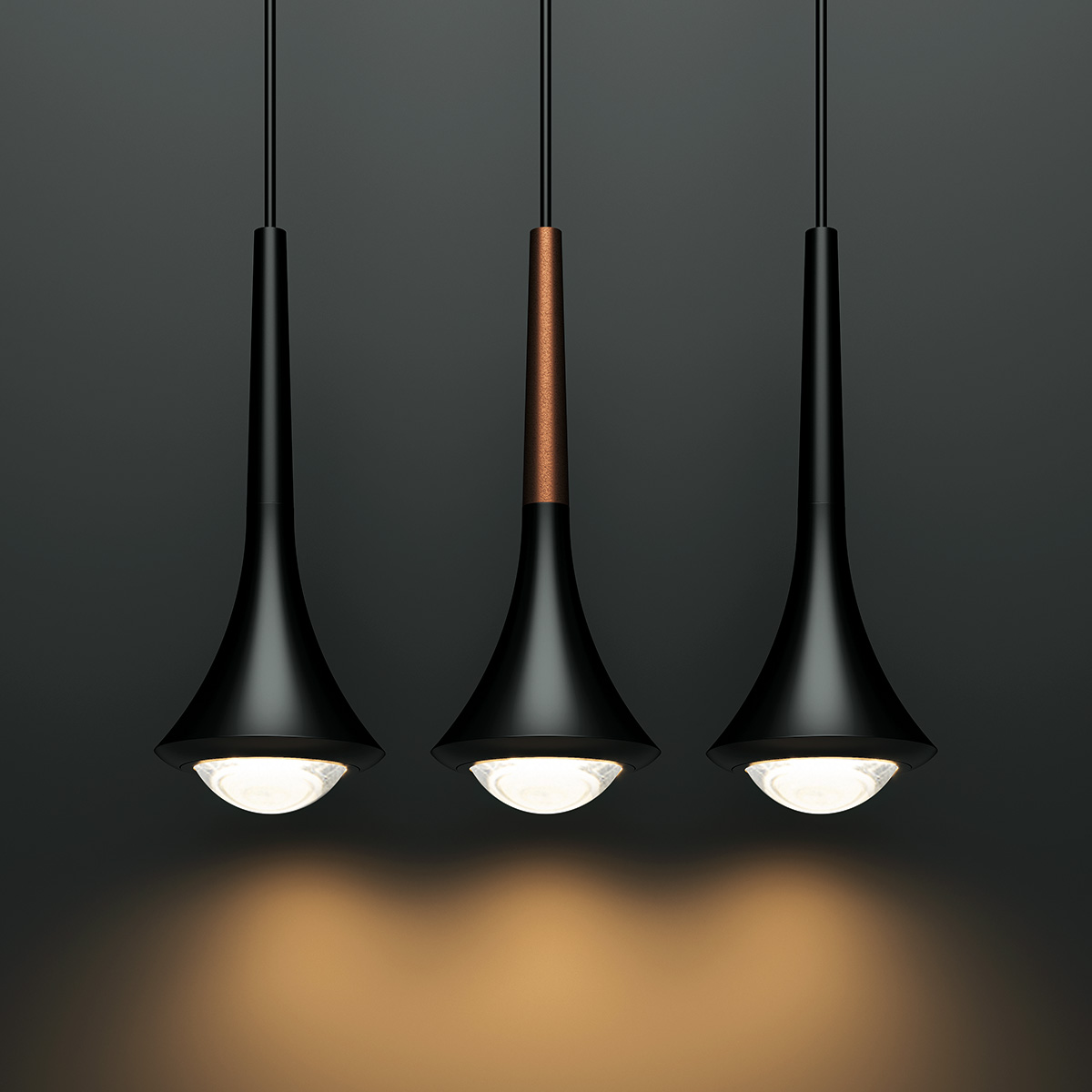 Lodes Rain LED Pendelleuchte, schwarz matt und schwarz matt - Bronze