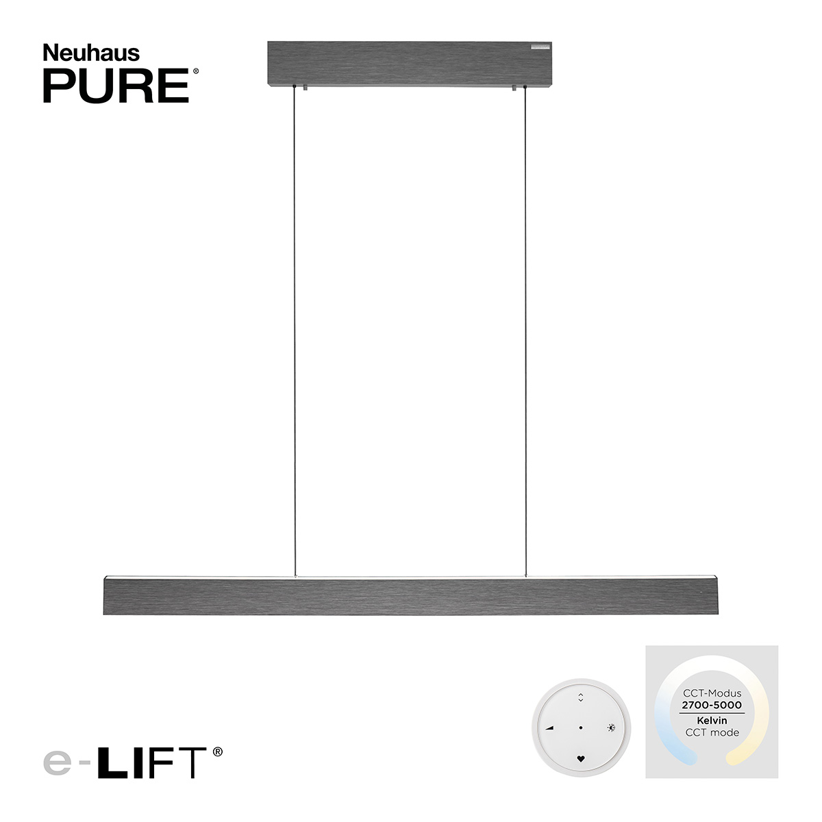 Neuhaus PURE E-Motion LED Pendelleuchte, dunkelgrau eloxiert