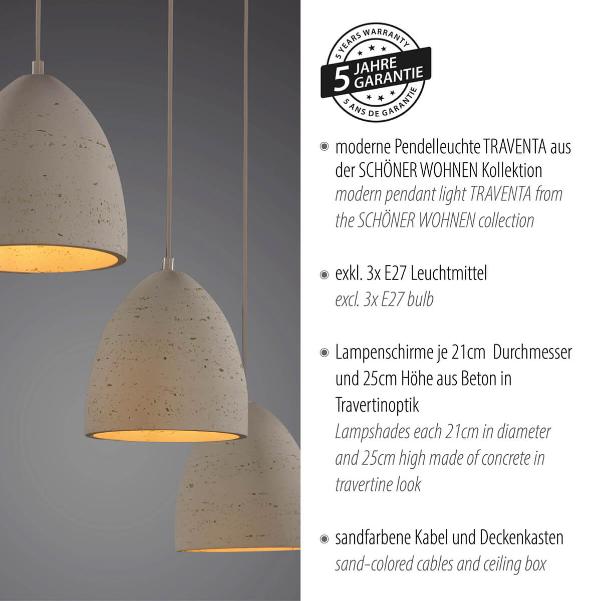 Traventa Pendelleuchte, 3-flg.