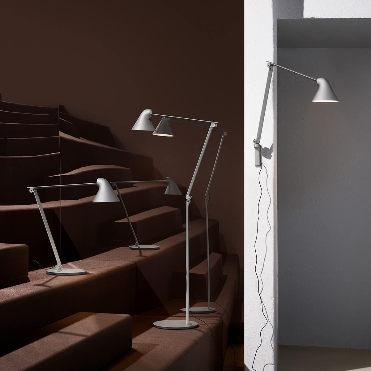 Louis Poulsen NJP LED Leuchtenkollektion, hellgrau Aluminium