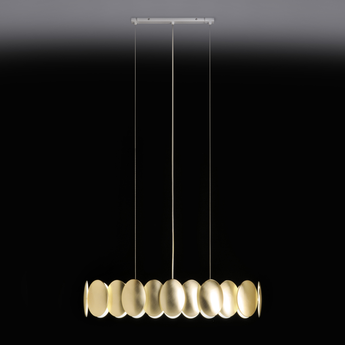 Milan Obolo Pendelleuchte, oval, Goldoptik gebürstet