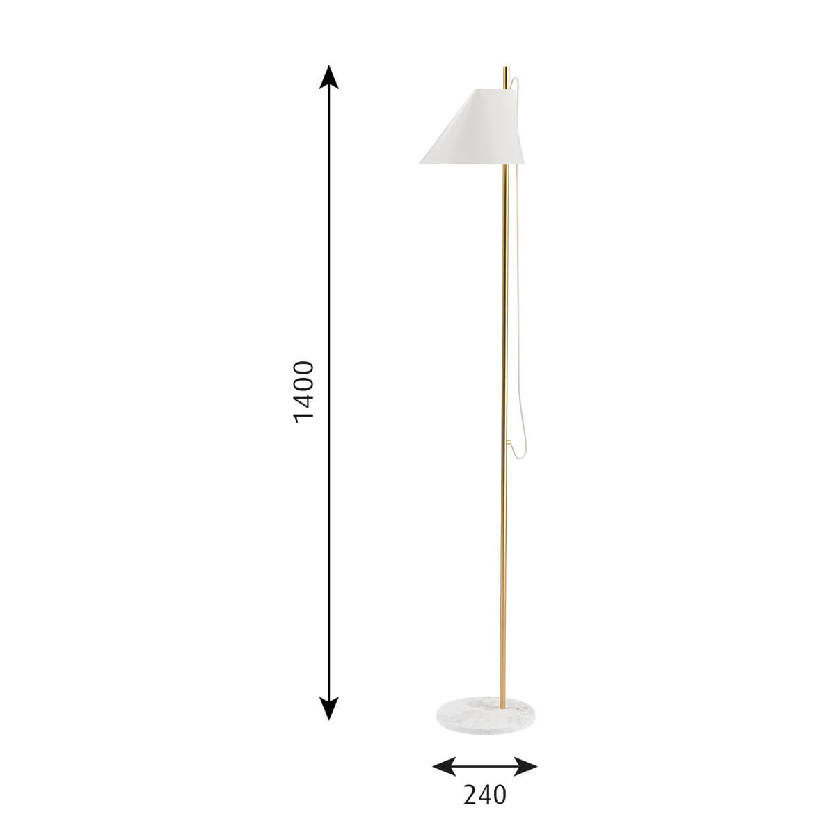 Louis Poulsen Yuh Brass LED Stehleuchte, Maßzeichnung