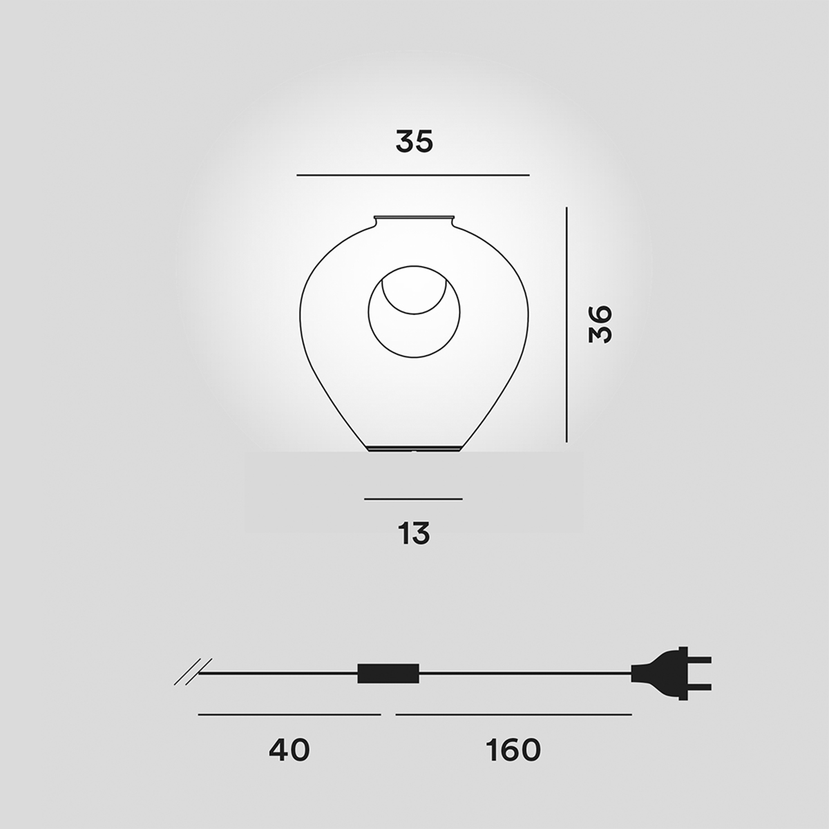 Foscarini Madre LED Tavolo & Vase, Maßzeichnung