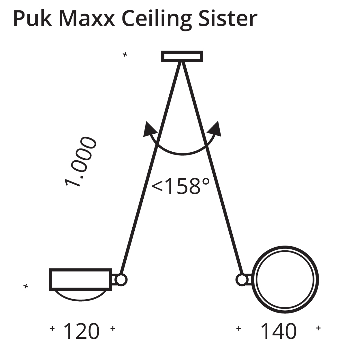 Top Light Puk Maxx Ceiling Sister Single LED, 100 cm