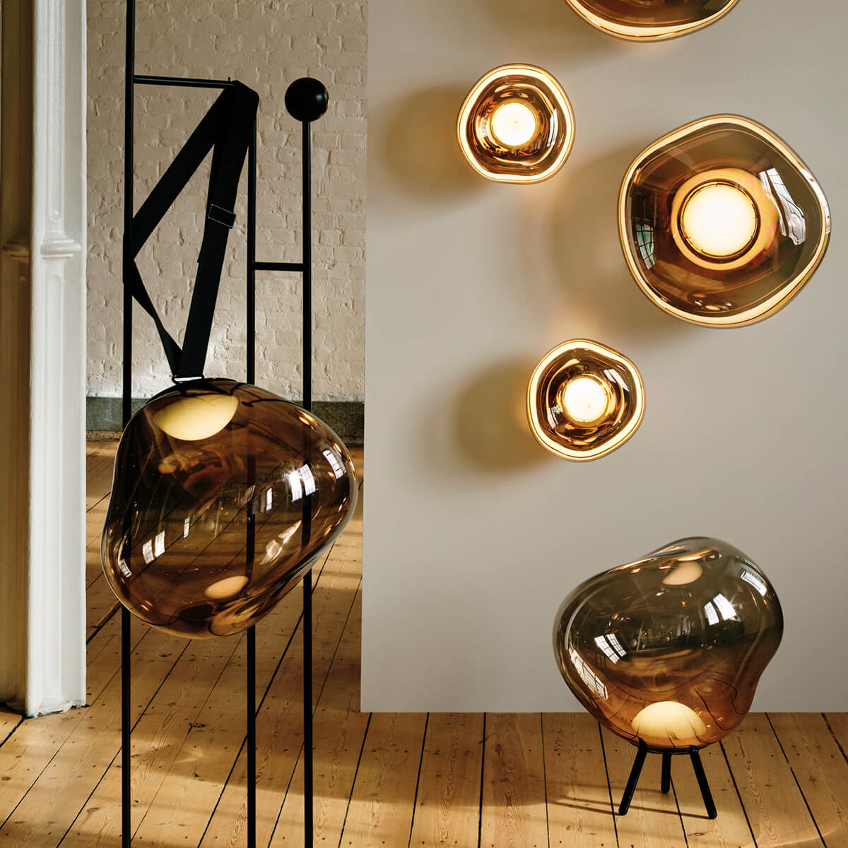 Tom Dixon Melt Large Portable LED Akkusteh- / Pendelleuchte, Gold