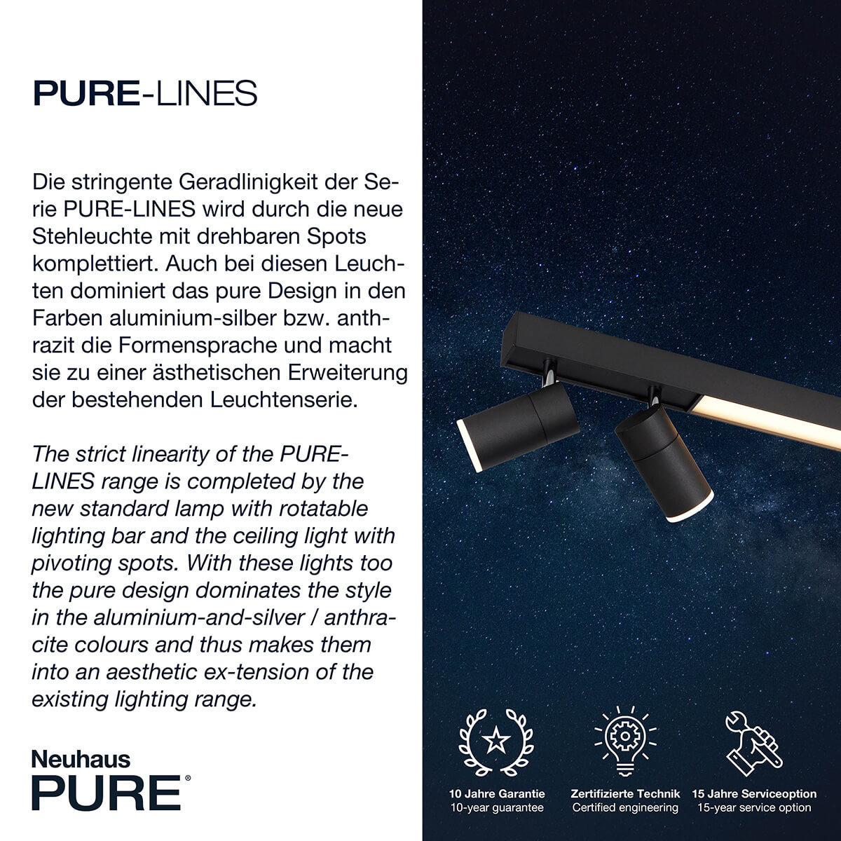 PURE Lines Spot LED Deckenstrahler mit CCT