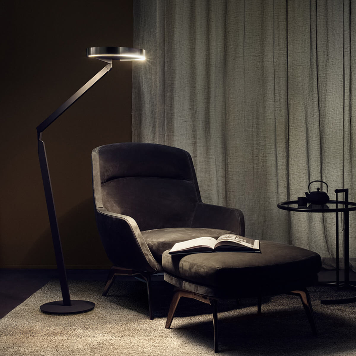 Occhio Gioia lettura "air" LED Leseleuchte, schwarz matt, Kopf: black phantom