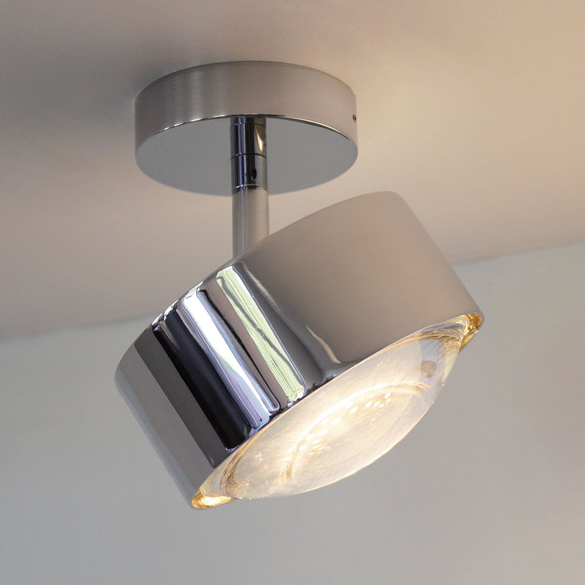 Top Light Puk Maxx Turn Downlight Deckenleuchte, Gehäuse, Chrom, mit Linse klar