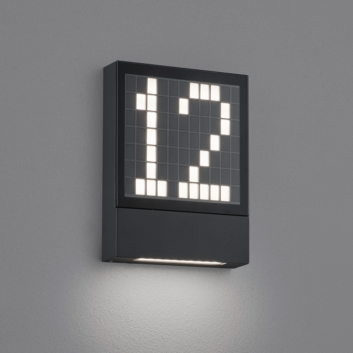 Helestra Dial LED Dial LED Hausnummern- / Außenwandleuchte, graphit, frei gestaltbare Leuchtenfront mit der Hausnummer 12 Dial LED Hausnummern- / Außenwandleuchte