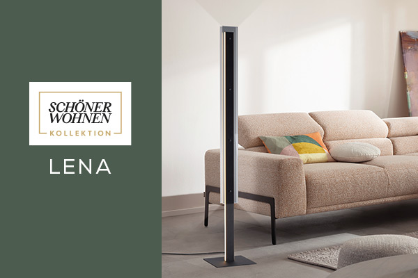 Schöner Wohnen Kollektion Lena Stehleuchte im modernen Wohnraum mit Sofa