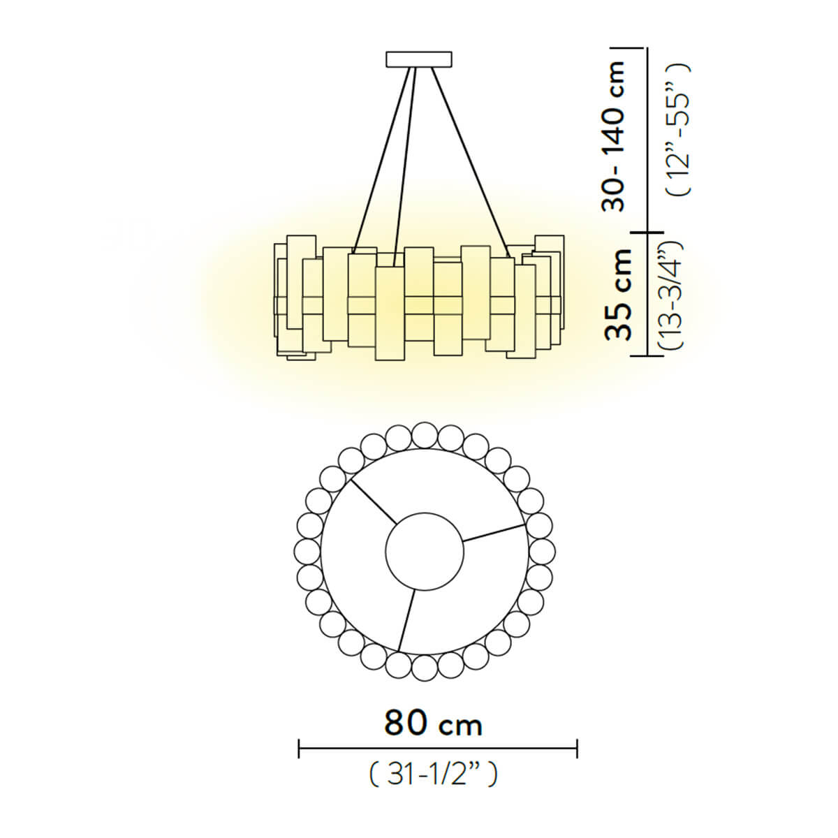 Slamp La Lollo LED Suspension Large, Maßzeichnung
