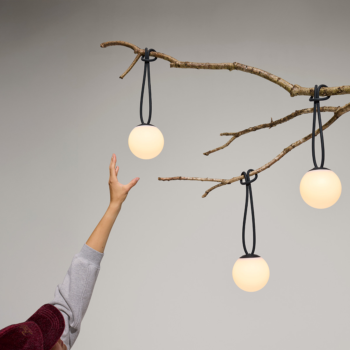 Fatboy Bolleke Mini LED Akku-Pendelleuchte, 3er-Set, anthrazit