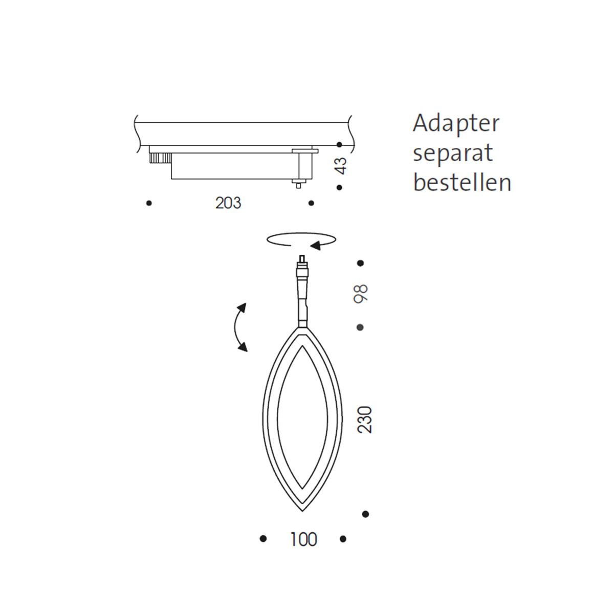Oligo PHASE Flavia LED Strahler, Prasmatik offen, Chrom matt