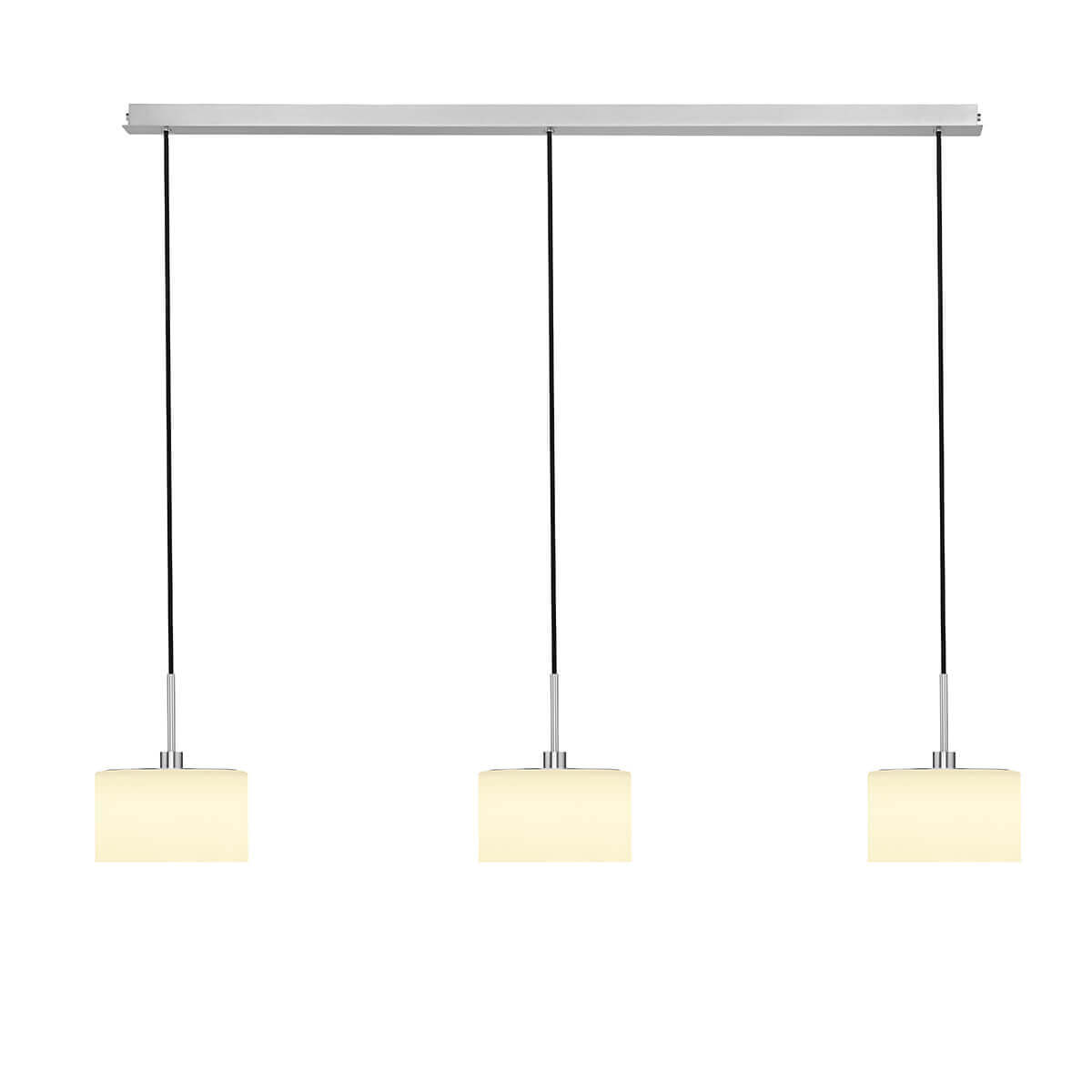 Bankamp Karl 75 Pendelleuchte, 3-flg., Nickel matt, Schirme: Glas opalweiß