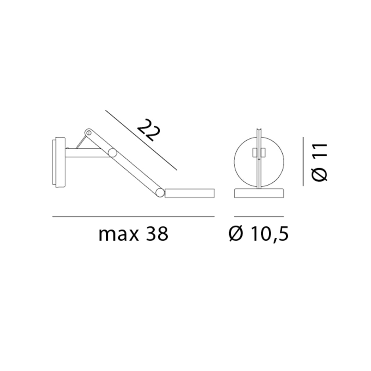 Rotaliana String W0 LED Wandleuchte, Maßzeichnung