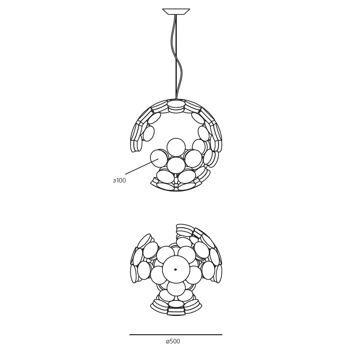 Artemide Design Scopas LED Sospensione App kompatibel, schwarz / weiß, Zeichnung