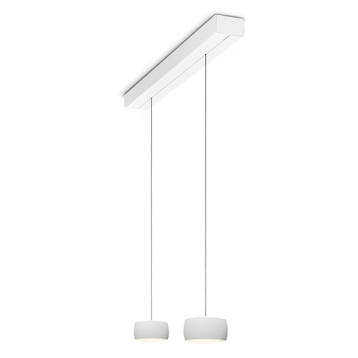 Oligo Grace LED Pendelleuchte, 2-flg., TW, unsichtbare Höhenverstellung, Baldachin: weiß matt, weiß matt