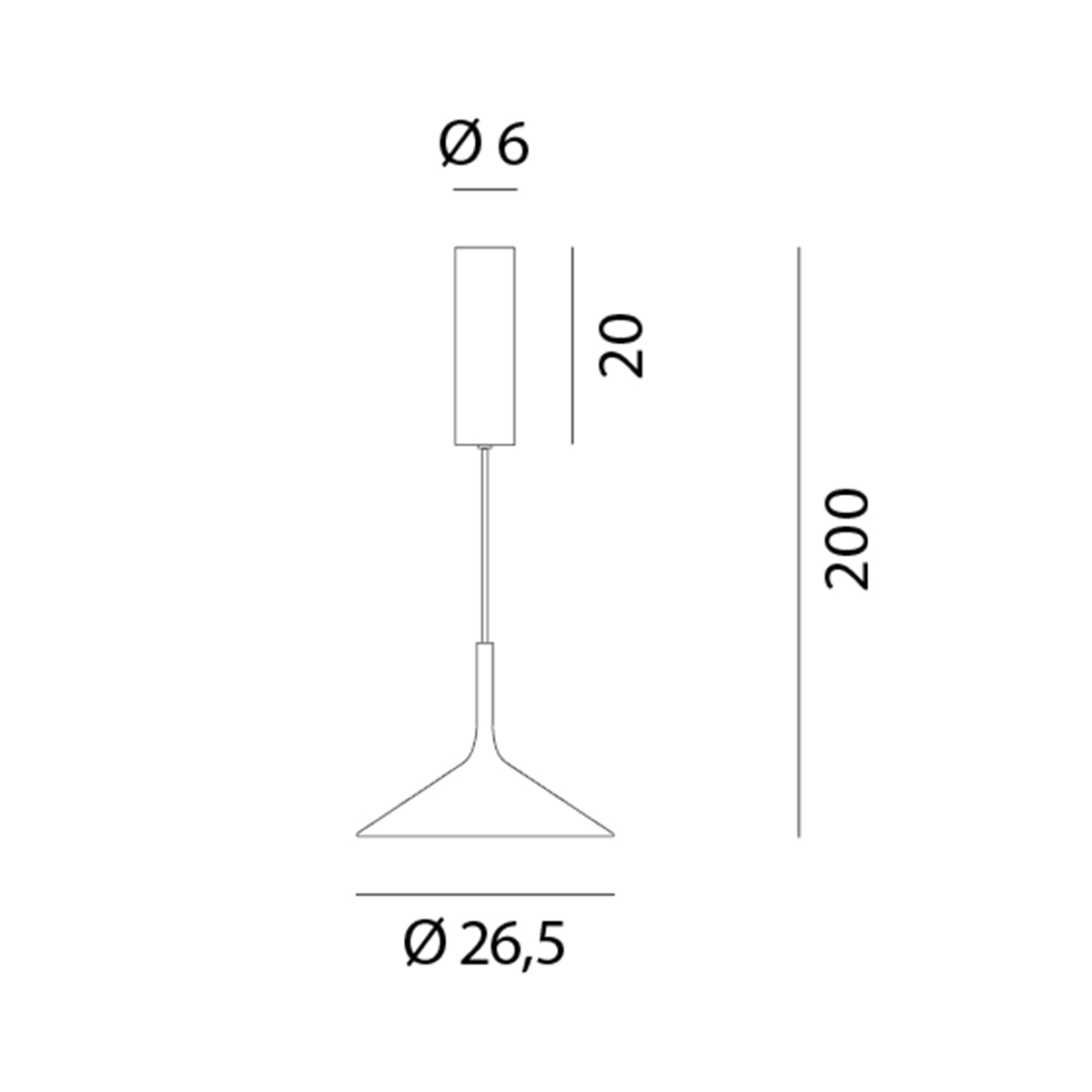 Rotaliana Dry H1 LED Pendelleuchte, Maßzeichnung