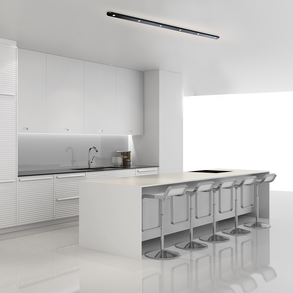 Bopp Close LED Deckenleuchte, 110 x 5 cm, schwarz eloxiert