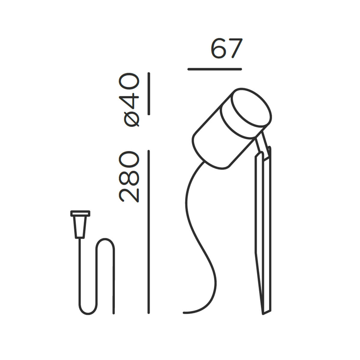 IP44.DE Piek mini solar join LED Solarleuchte mit Erdspieß, Maßzeichnung
