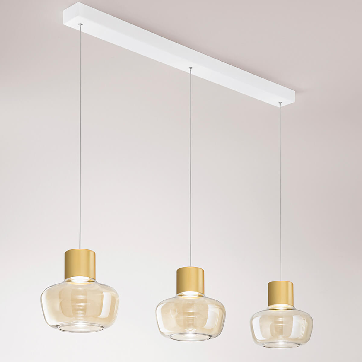 Fabas Luce Kino LED Pendelleuchte, 3-flg., cognac