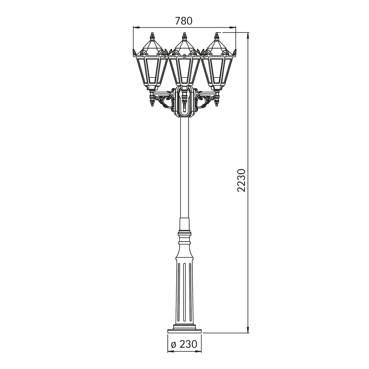Albert Leuchten 2049 Mastleuchte, 3-flg.