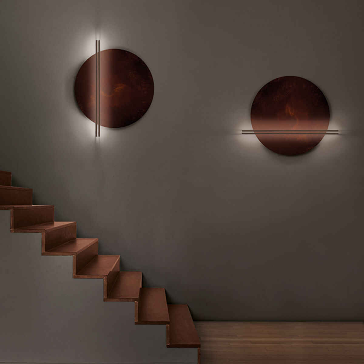 Icone Essenza 47 LED Wandleuchte, Rost / Bronze gebürstet