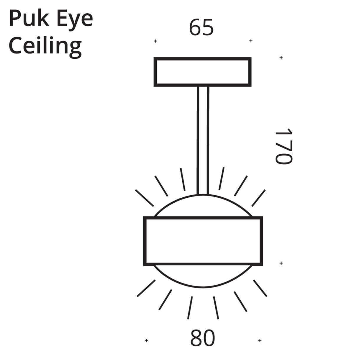 Top Light Puk Mini Eye Ceiling LED Deckenleuchte, Maßzeichnung