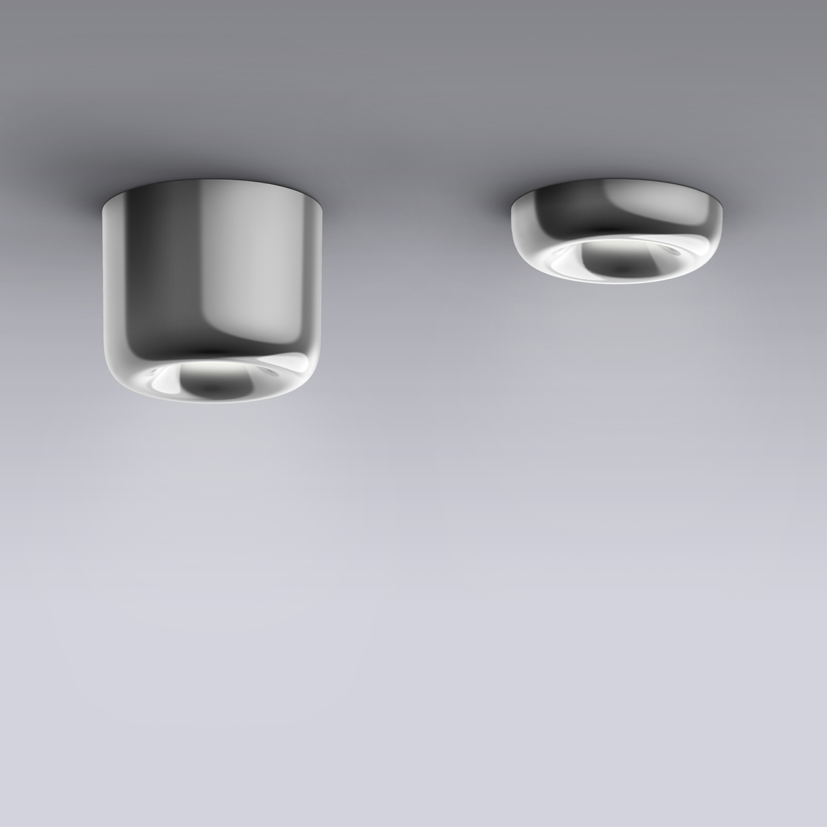 Serien.lighting Cavity Ceiling S LED Deckenleuchte und Cavity Recessed S LED Einbauleuchte, aluminiumglanz finish