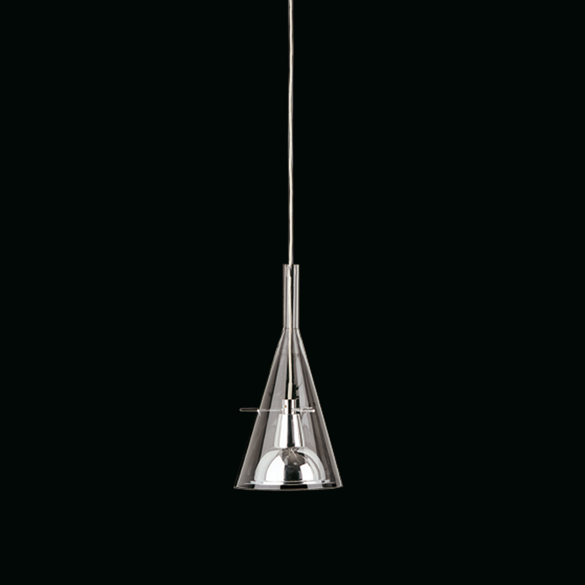 Fontana Arte Flûte LED Pendelleuchte, 1-flg., Chrom / Borosilikatglas