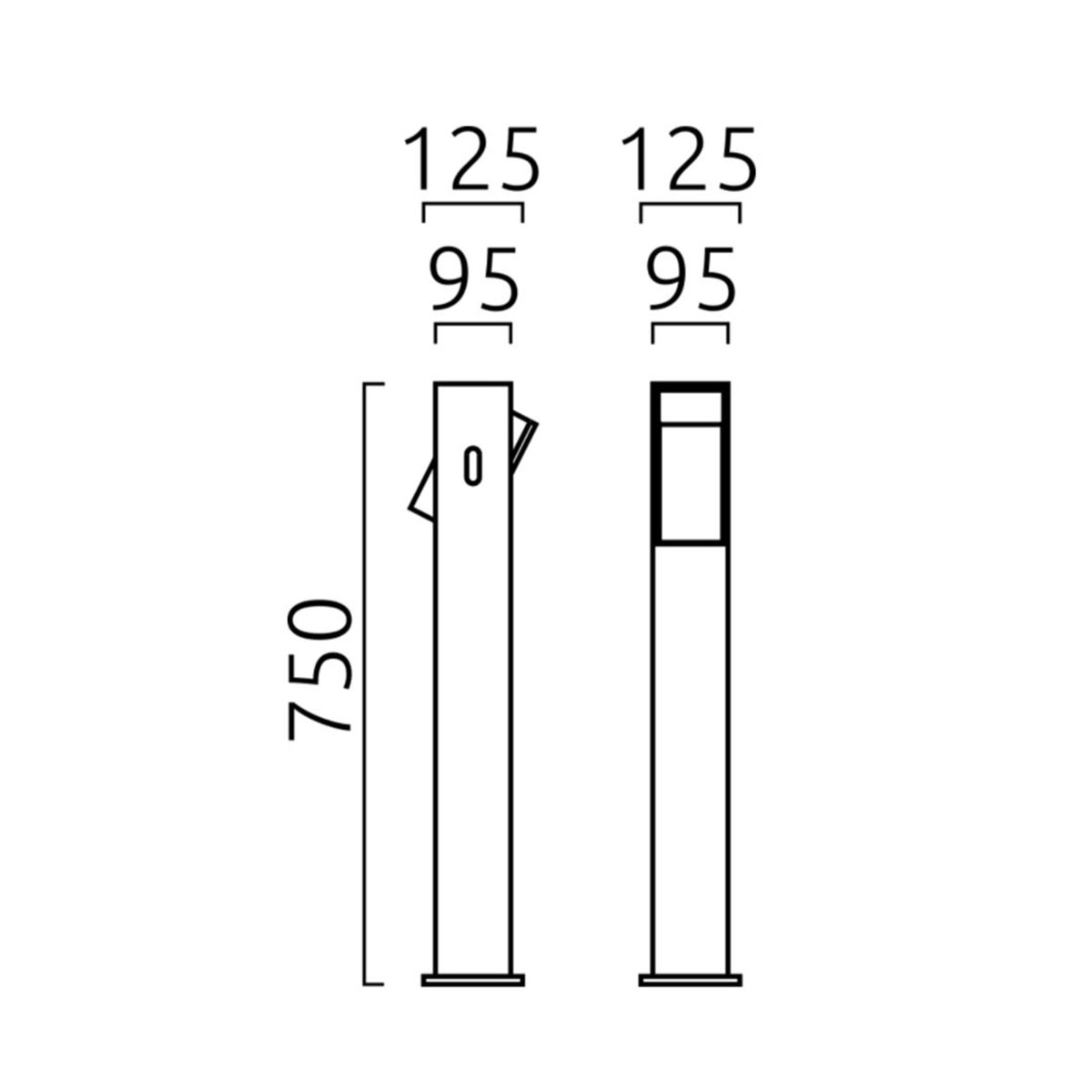 Helestra Isy LED Pollerleuchte, Maßzeichnung