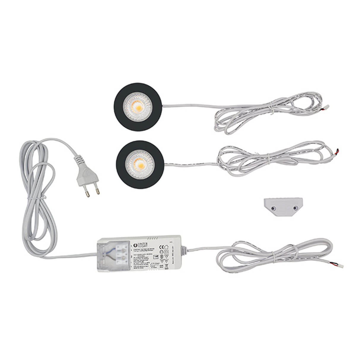 Interlight Cabiled Downlight LED Möbeleinbaustrahler, 2er-Set, schwarz