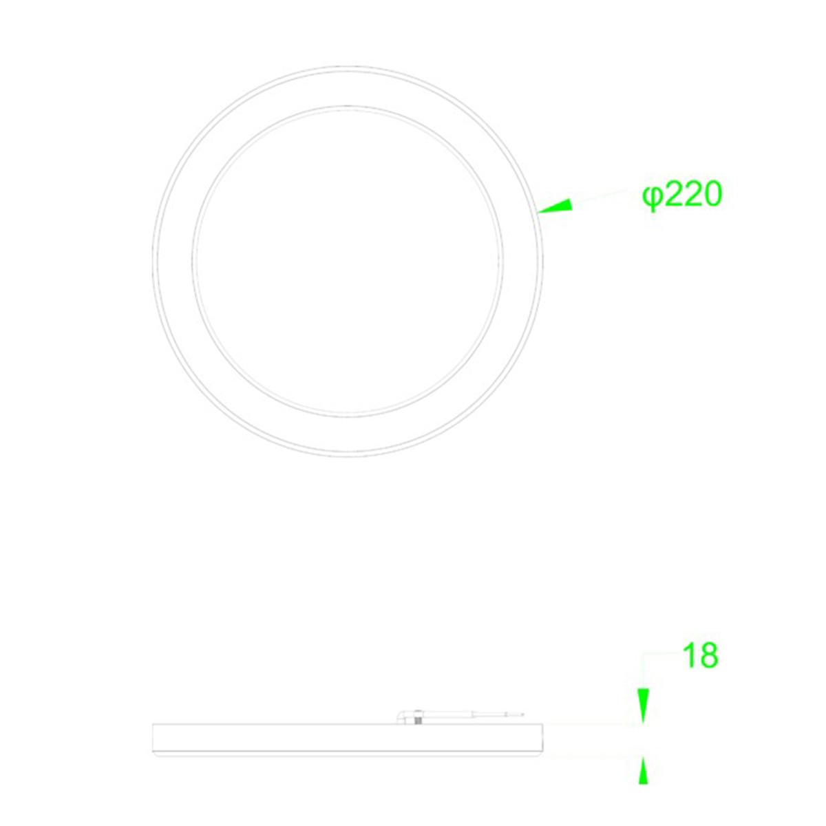 Mobilux MULTiLED Panel 220 R, Sensor, Maßzeichnung