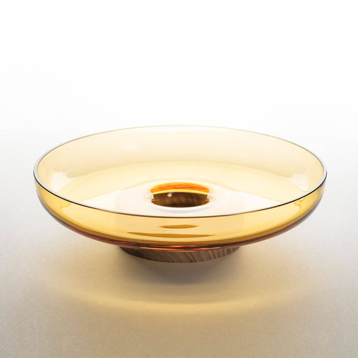 Artemide Bontà Base mit Glasteller, Holz / Topas