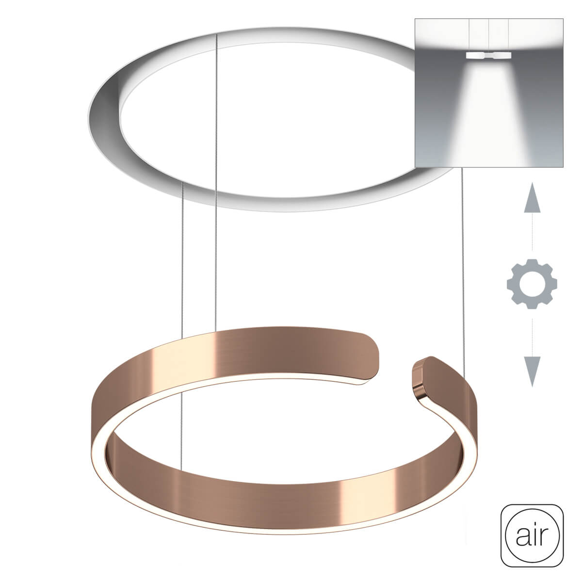 Occhio Mito cosmo 40 move "air" narrow Pendelleuchte, Roségold