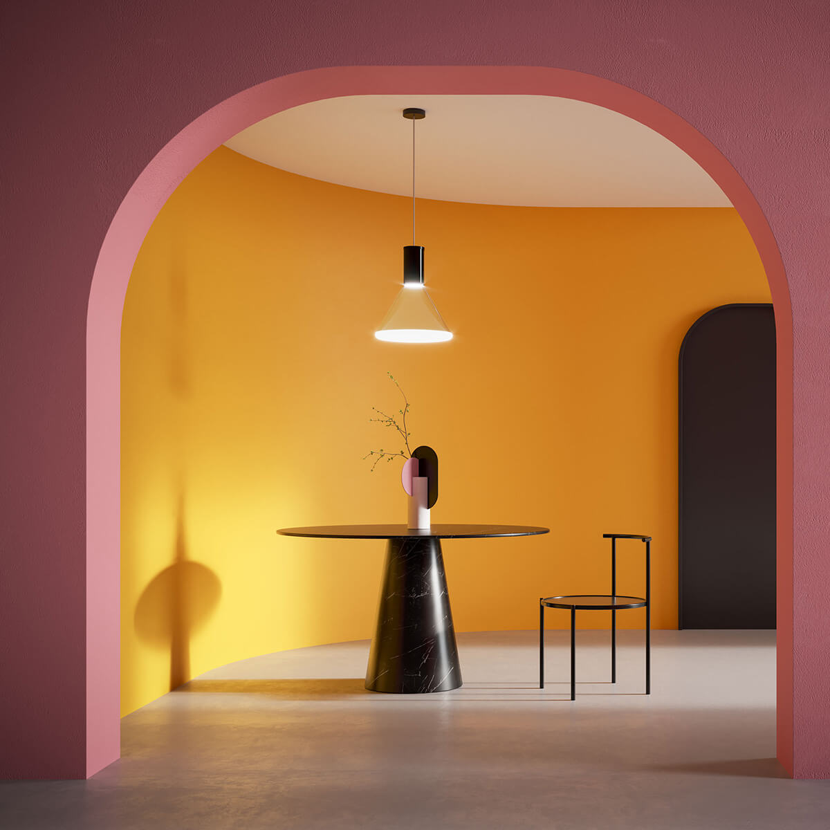 Fabbian Polair LED Pendelleuchte, schwarz / transparent